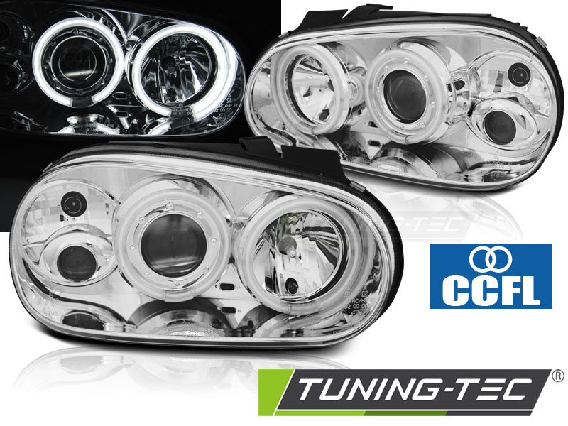 VW Golf 4 97-06 - Přední světla Angel Eyes CCFL - Chromová