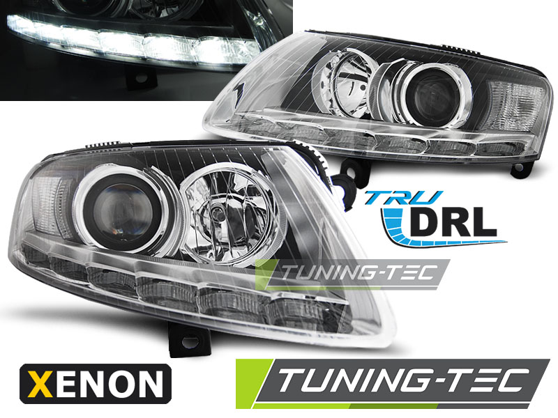 Audi A6 C6 04-08 - Přední světla DRL LED XENON D2S - Chromová