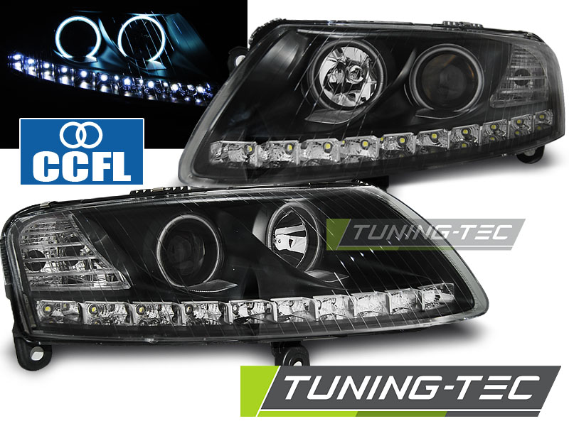 Audi A6 C6 04-08 - Přední světla ANGEL EYES CCFL - Černá