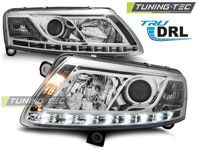 Audi A6 C6 04-08 - Přední světla DAYLIGHT TRU DRL - Chromová 