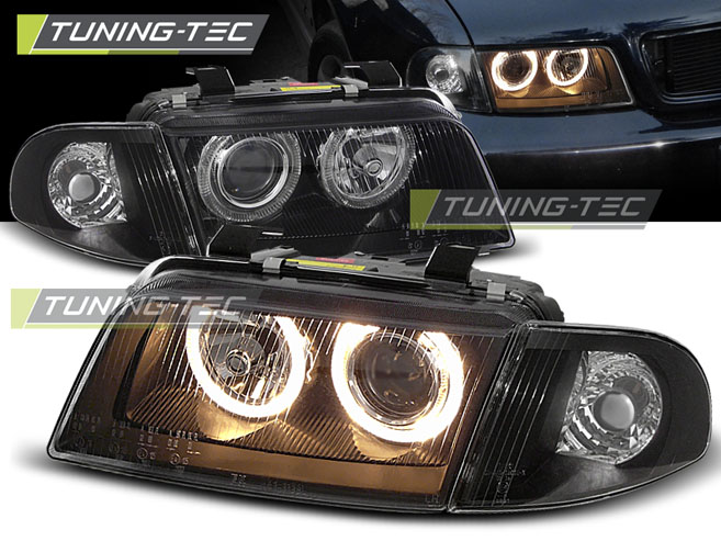 Audi A4 B5 94-98 - Přední světla ANGEL EYES - Černá