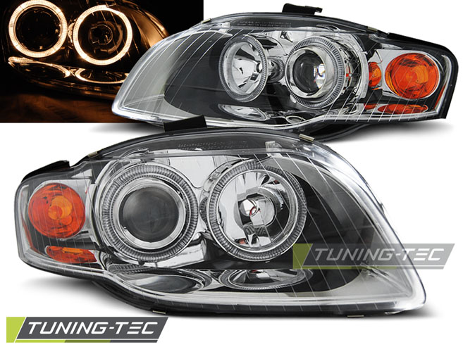 Audi A4 B7 04-08 - Přední světla ANGEL EYES - Chromová