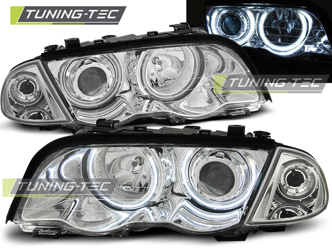 BMW 3 E46 98-01 - Přední světla ANGEL EYES CCFL - Chromová Sedan/Combi