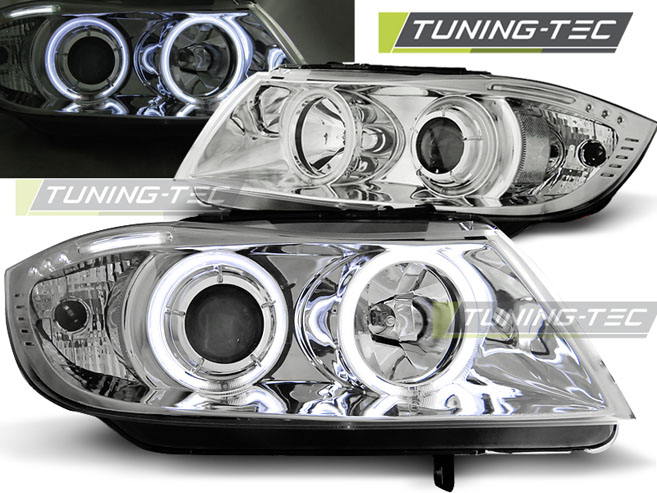 BMW 3 E90/E91 05-08 - Přední světla ANGEL EYES CCFL - Chromová Sedan/Combi