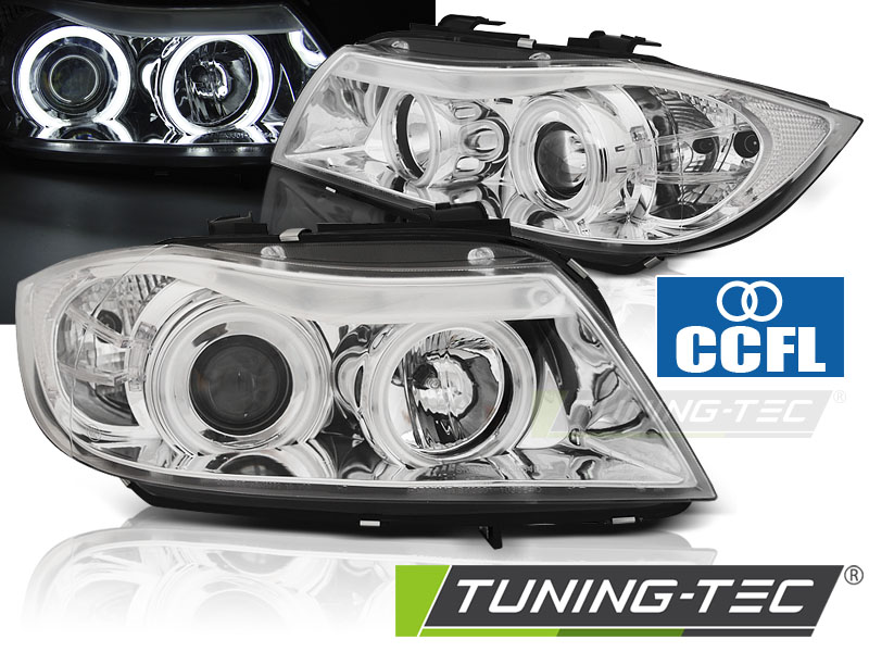 BMW 3 E90/E91 05-08 - Přední světla ANGEL EYES CCFL - Chromová Sedan/Combi