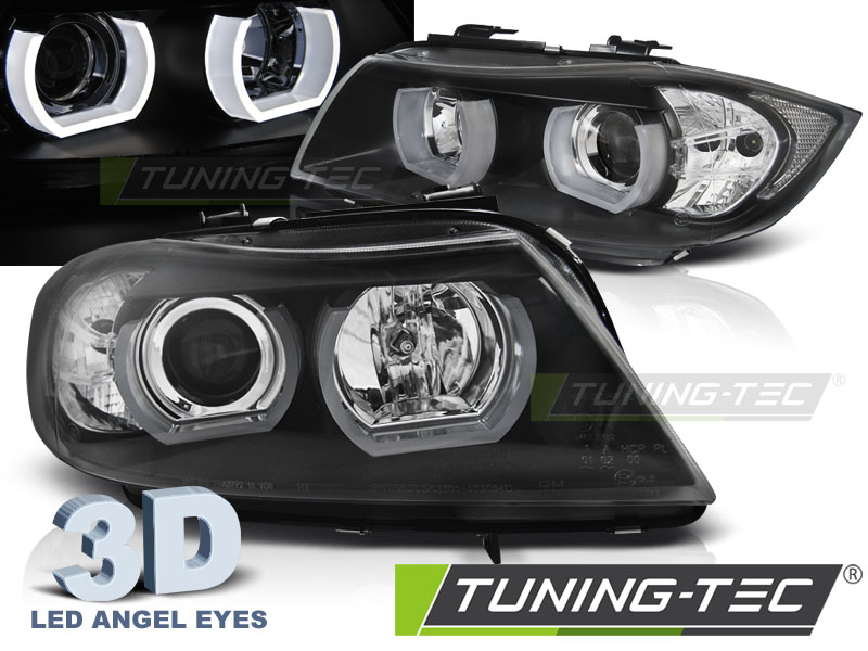 BMW 3 E90/E91 05-08 - Přední světla U-LED LIGHT 3D - Černá Sedan/Combi