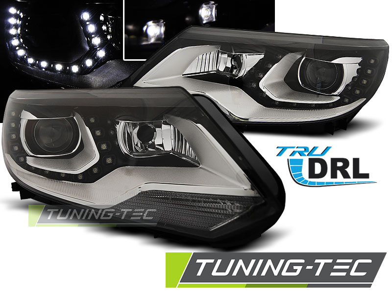 VW Tiguan 11-15 - Přední světla DRL LED - Černá 