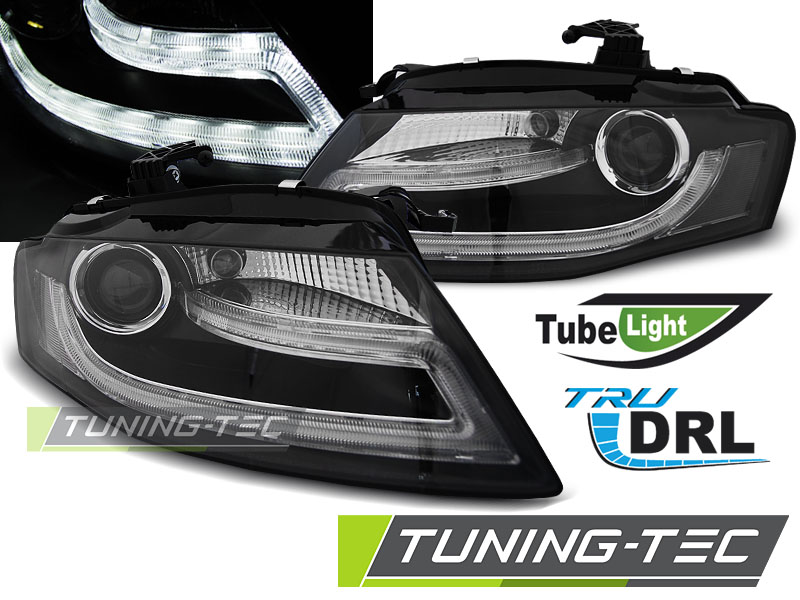Audi A4 B8 08-11 - Přední světla TUBE LIGHT DRL - Černá