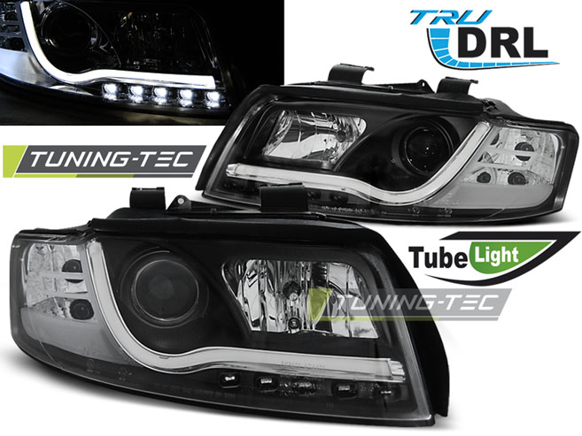 Audi A4 B6 00-04 - Přední světla TUBE LIGHT DRL - Černá