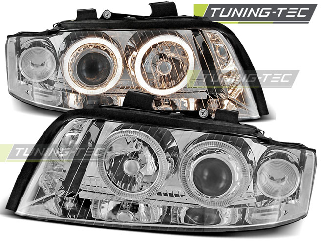 Audi A4 B6 00-04 - Přední světla ANGEL EYES - Chromová