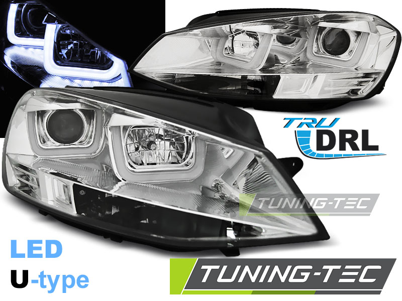 VW Golf 7 12-17 - Přední světla U-LED LIGHT - Chromová