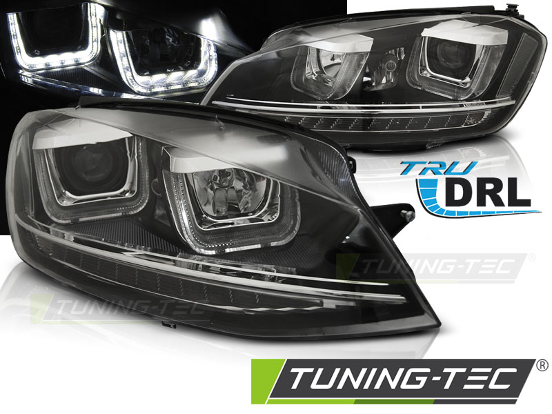 VW Golf 7 12-17 - Přední světla U-LED LIGHT DRL - Černá
