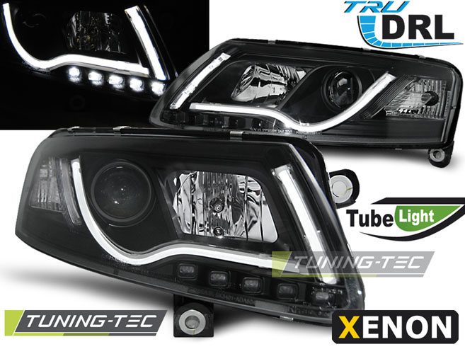 Audi A6 C6 04-08 - Přední světla XENON TUBE LIGHT TRU DRL LED - Černá