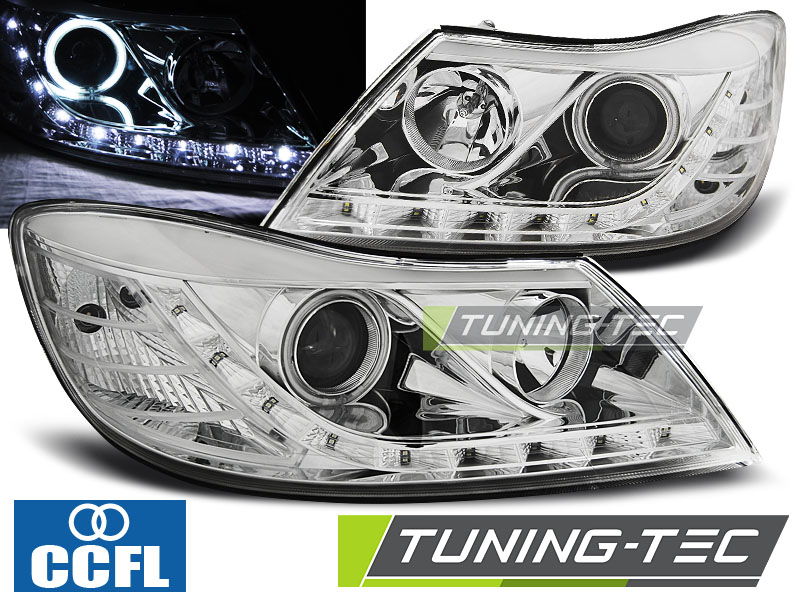Škoda Octavia 2 09-12 - Přední světla DAYLIGHT CCFL - Chromová