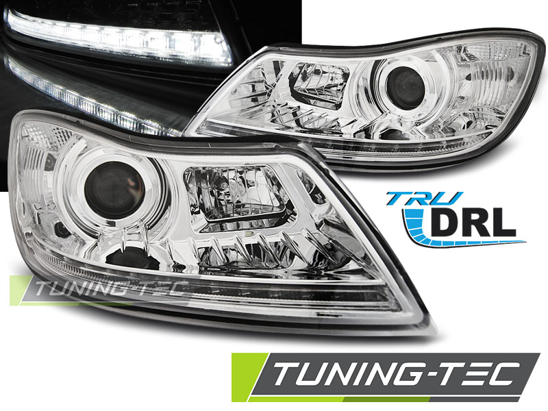 Škoda Octavia 2 09-12 - Přední světla LED TRU DRL - Chromová