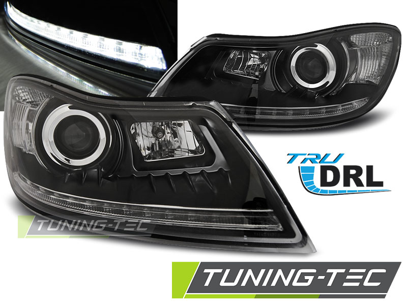 Škoda Octavia 2 09-12 - Přední světla LED TRU DRL - Černá