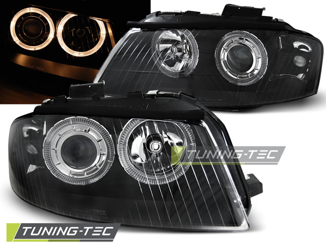 Audi A3 8P 03-08 - Přední světla ANGEL EYES - Černá