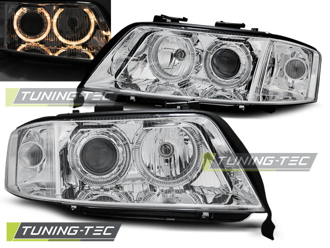 Audi A6 C5 01-04 - Přední světla ANGEL EYES - Chromová