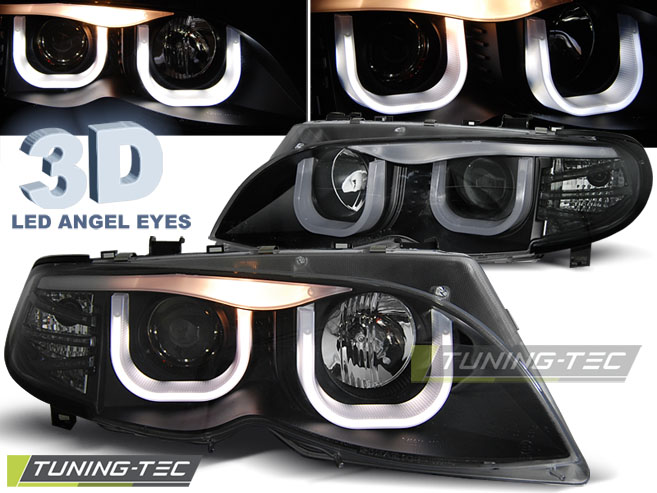 BMW 3 E46 01-05 - Přední světla ANGEL EYES 3D - Černá Sedan/Combi