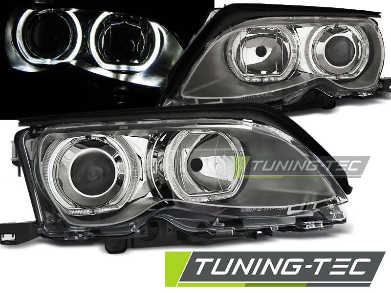 BMW 3 E46 01-05 - Přední světla ANGEL EYES LED - Chromová Sedan/Combi
