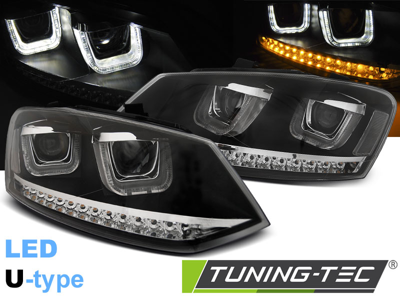 VW Polo 6R 09-14 U-TYPE LED - Přední světlo - Černé