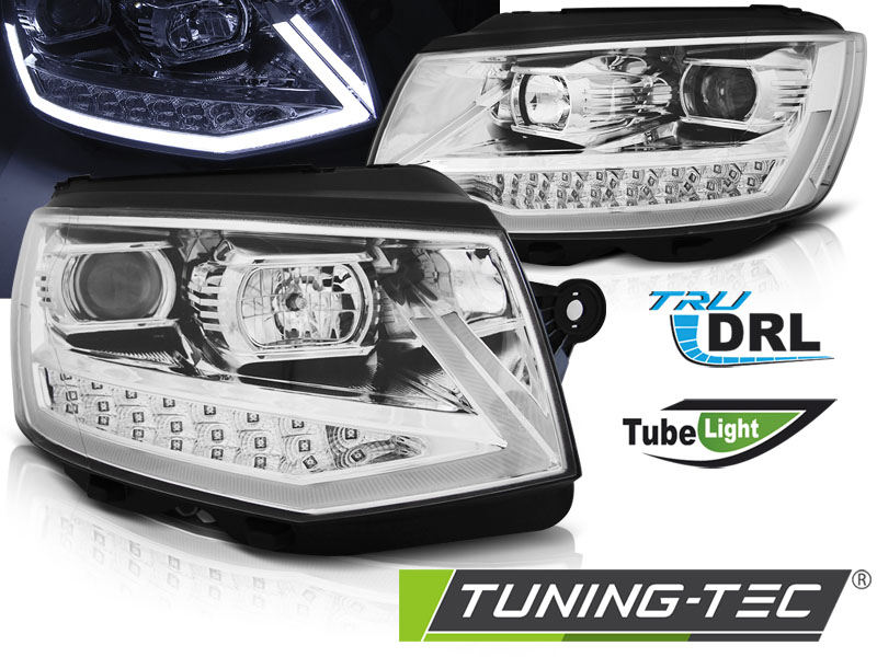 VW T6 15-19 - Přední světla TUBE LIGHT LED DRL - Chromová