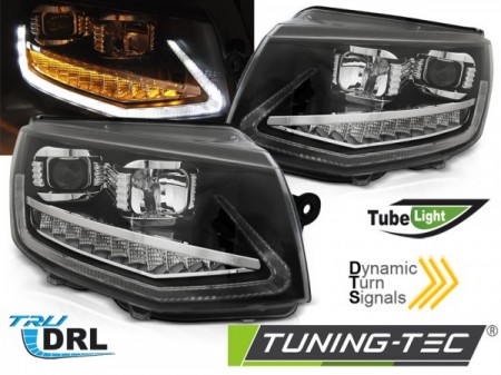 VW T6 15-19 - Přední světla TUBE LIGHT DRL CHROME SEQ - Černá
