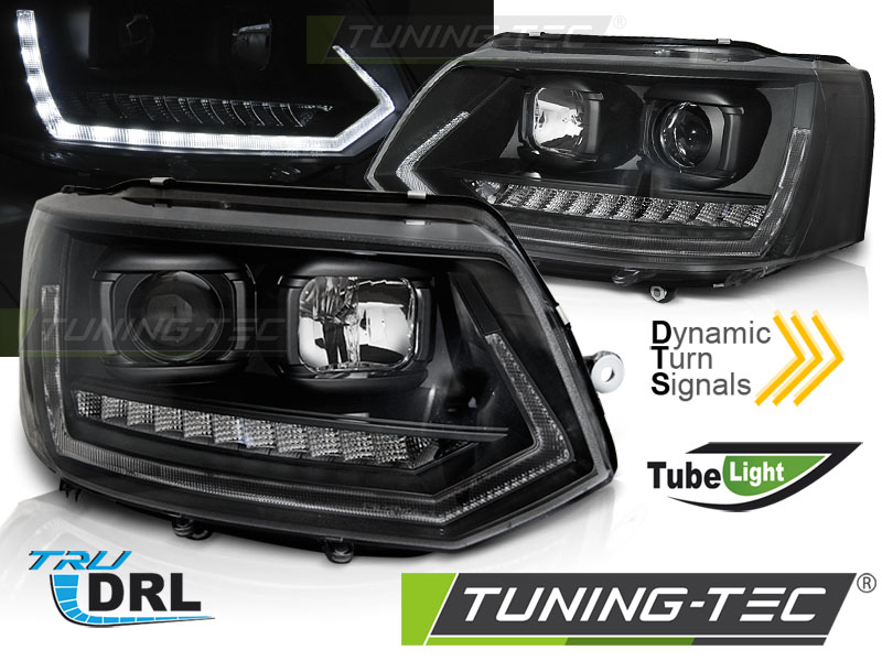 VW T5 10-15 - Přední světla TUBE LIGHT DRL SEQ - Černá