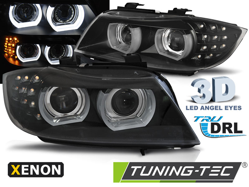 BMW 3 E90/E91 09-11 - Přední světla ANGEL EYES XENON DRL LED - Černé Sedan/Combi