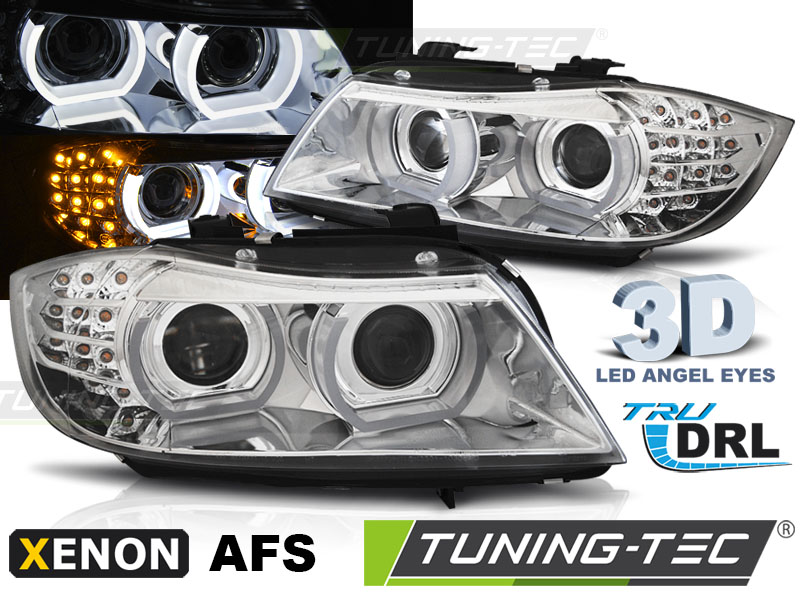 BMW 3 E90/E91 09-11 - Přední světla ANGEL EYES XENON DRL LED - Chrom Sedan/Combi