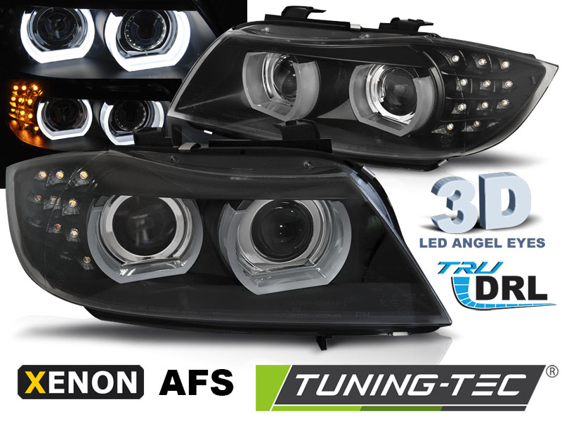 BMW 3 E90/E91 09-11 - Přední světla ANGEL EYES XENON DRL LED - Černá Sedan/Combi