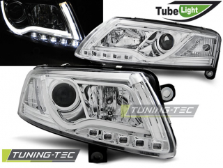 Audi A6 C6 04-08 - Přední světla TUBE LIGHT LED - Chromová