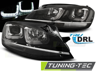 VW Golf 7 12-17 - Přední světla U-LED LIGHT BLACK CHROME LINE - Černá