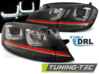 VW Golf 7 12-17 - Přední světla U-LED LIGHT BLACK RED LINE GTI LOOK - Černá