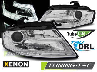 Audi A4 B8 08-11 - Přední světla TUBE LIGHT DRL XENON D3S - Chromová
