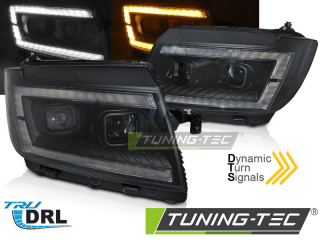 VW Crafter II 2017-   Přední světla Tube light Black DRL