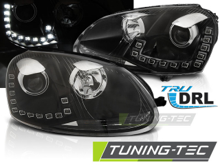 VW Golf 5 03-09 - Přední světla LED TRU DRL - Černá