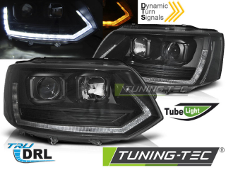 VW T5 10-15 - Přední světla TUBE LIGHT DRL T6 LOOK - Černá
