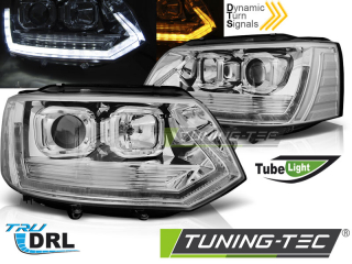 VW T5 10-15 - Přední světla  TUBE LIGHT DRL T6 LOOK - Chromová