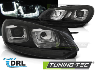 VW Golf 6 08-13 - Přední světla U-LED LIGHT DRL BLACK BLACK LINE - Černá